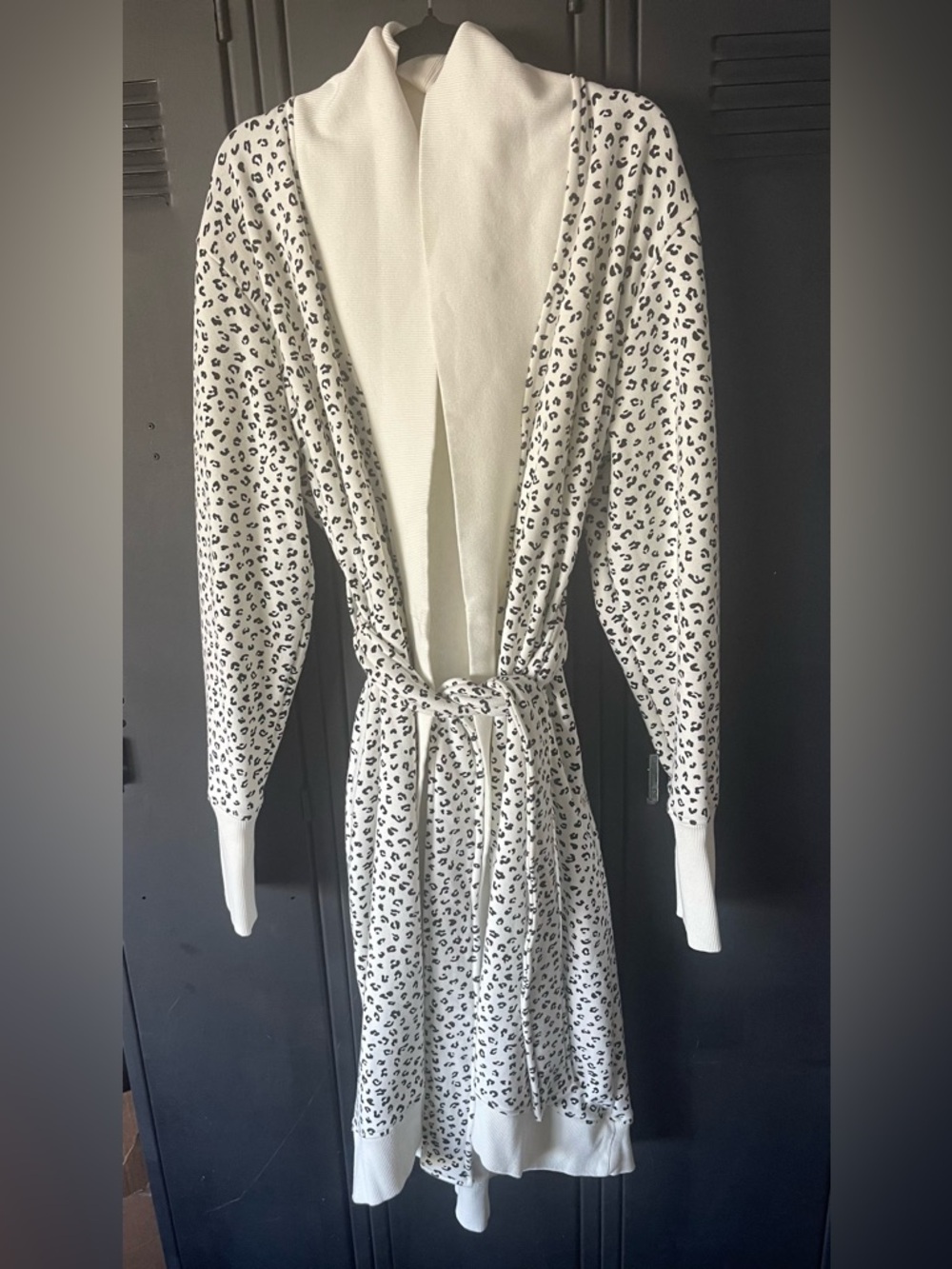 UGG White Top with Black Leopard-Print Trim  robe.